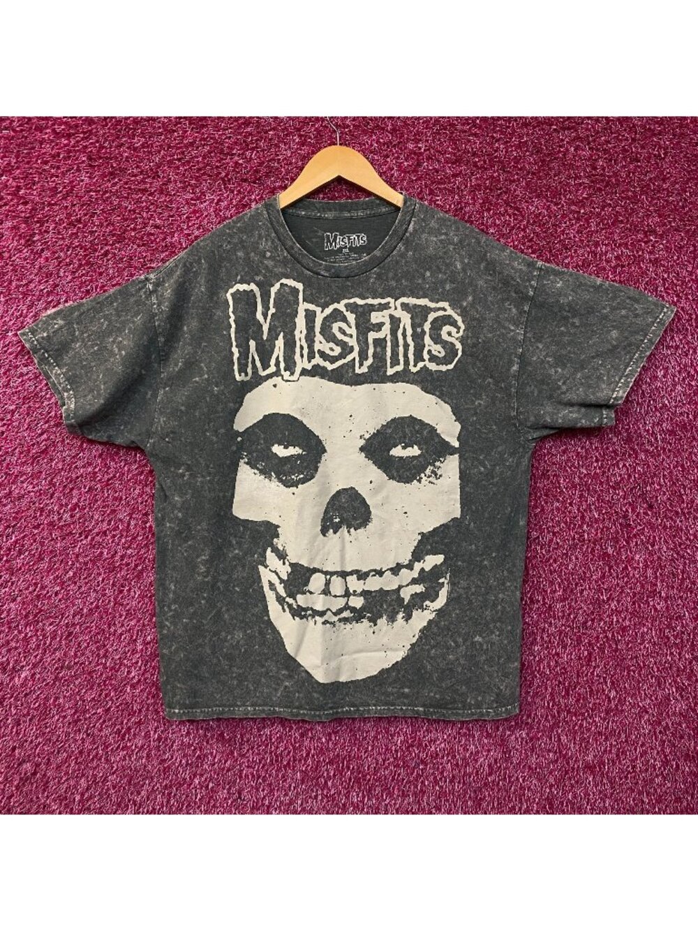 Misfits Crimson Ghost Skull Logo Mineral Wash Punk Rock Band T-Shirt 2XL